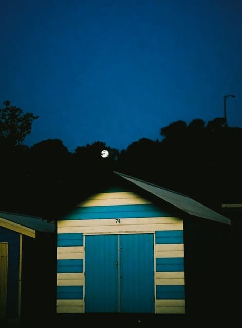 Bathing Box, Moonrise on a wall above a sofa